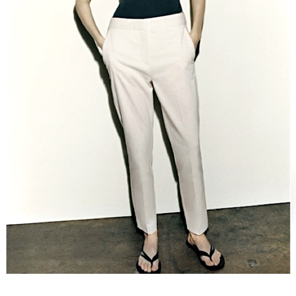 Zara white jogger waist pants with black elastic band - Picture 13 of 16